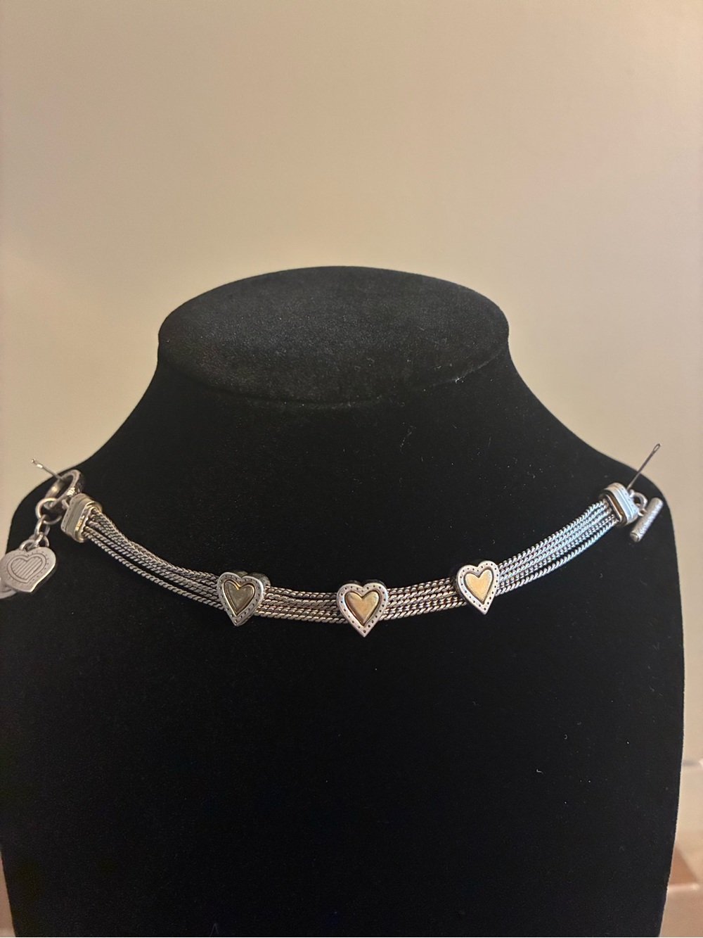 Brighton Silver-tone Multi-Chain Reversible Bracelet with Hearts - Retired